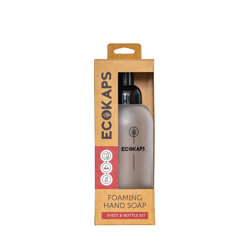 Foaming Hand Soap Sheet & Bottle Kit ECOKAPS Dissolvable Cleaning Sheets International