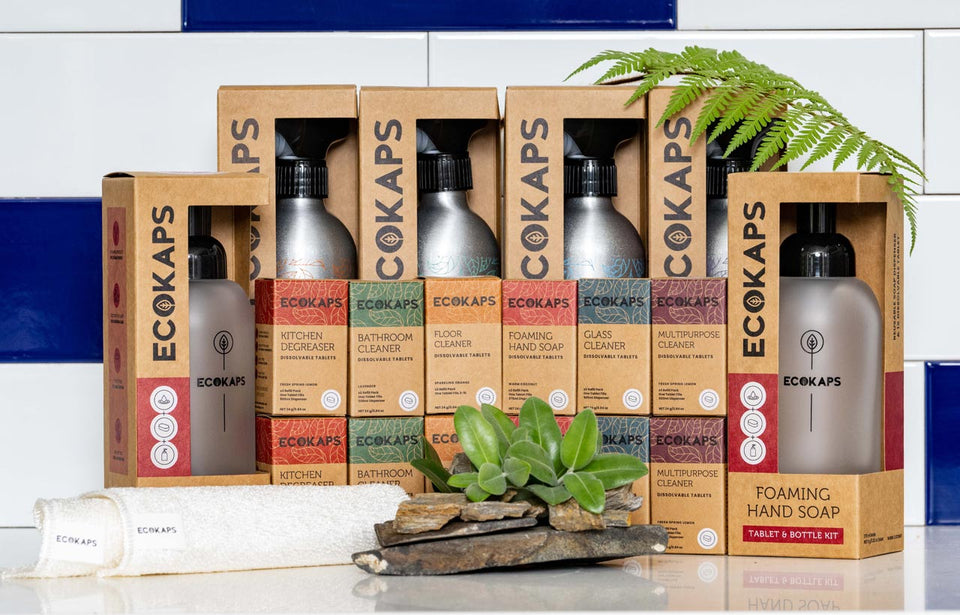 ECOKAPS, change is easy with ECOKAPS dissolvable cleaning and hand soap products, tablets, powder, international
